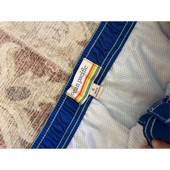 Ocean Pacific NWT Multicolor Swim Trunks Shorts in Blue Topaz, Sz Small, MP $50 - Picture 3 of 8